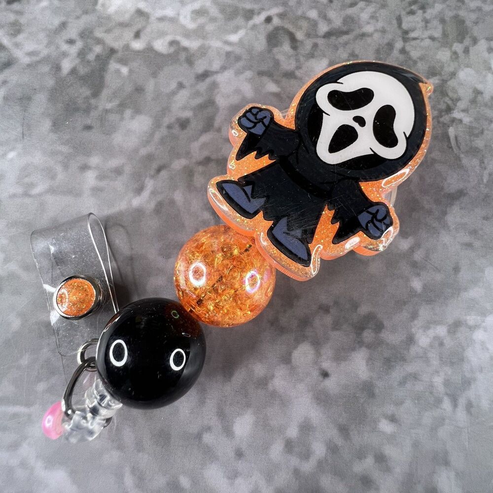 Scream Halloween Horror ID Badge Holder Keychain Keyring 4"